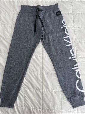 New Calvin Klein Gray Heather Logo Joggers